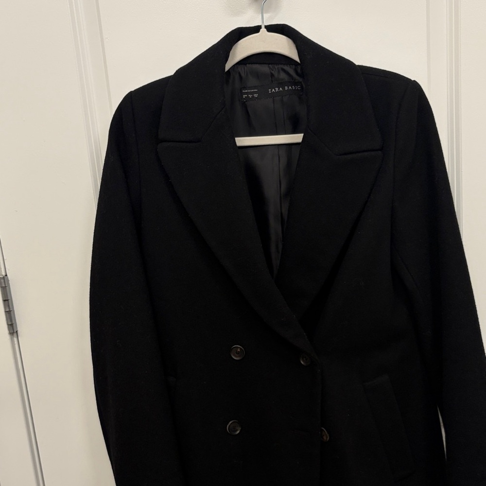 Zara Black Double-Breasted Coat - Picture 4 of 7